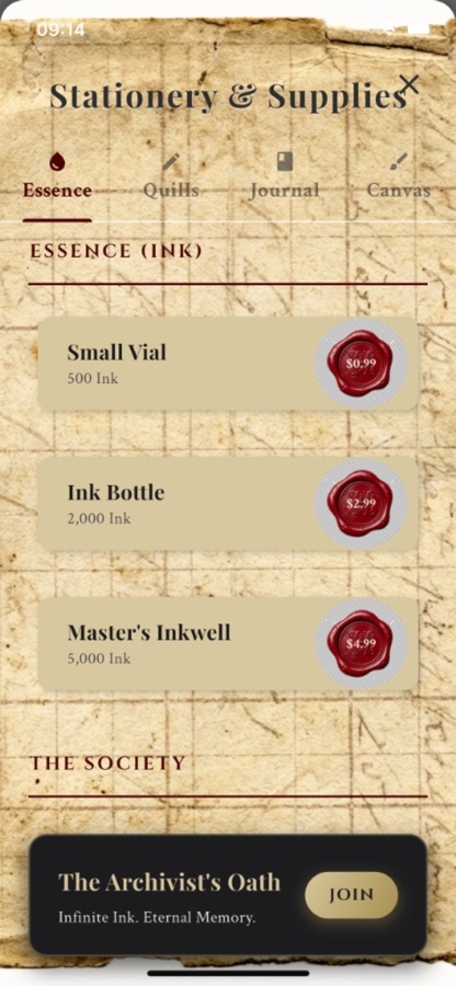 Void Journal app screen